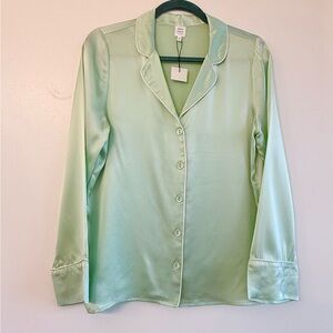 100% Silk Pajama set in light green